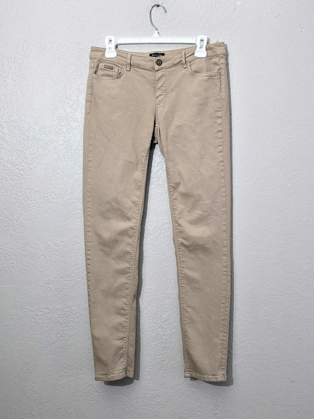 Massimo Dutti Slim Fit Skinny Pants Low Rise Ankle Length Tan Beige US 6